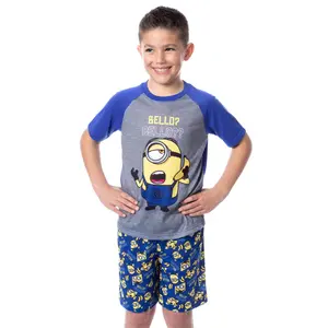 Despicable Me Boys' Minions Bello? Raglan Sleep Pajama Set Shorts Shirt