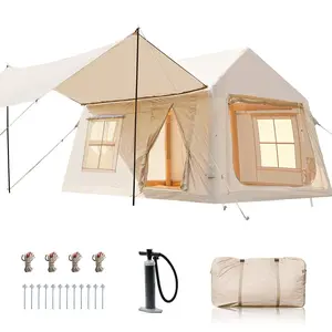 Summervibes Inflatable Tents for Camping, Blow Up Tent with Hand Pump, Easy Setup Inflatable Hot Tent with Stove Jack, Waterproof Oxford Air Glamping Tents for 2-10 Person Adult Camping
