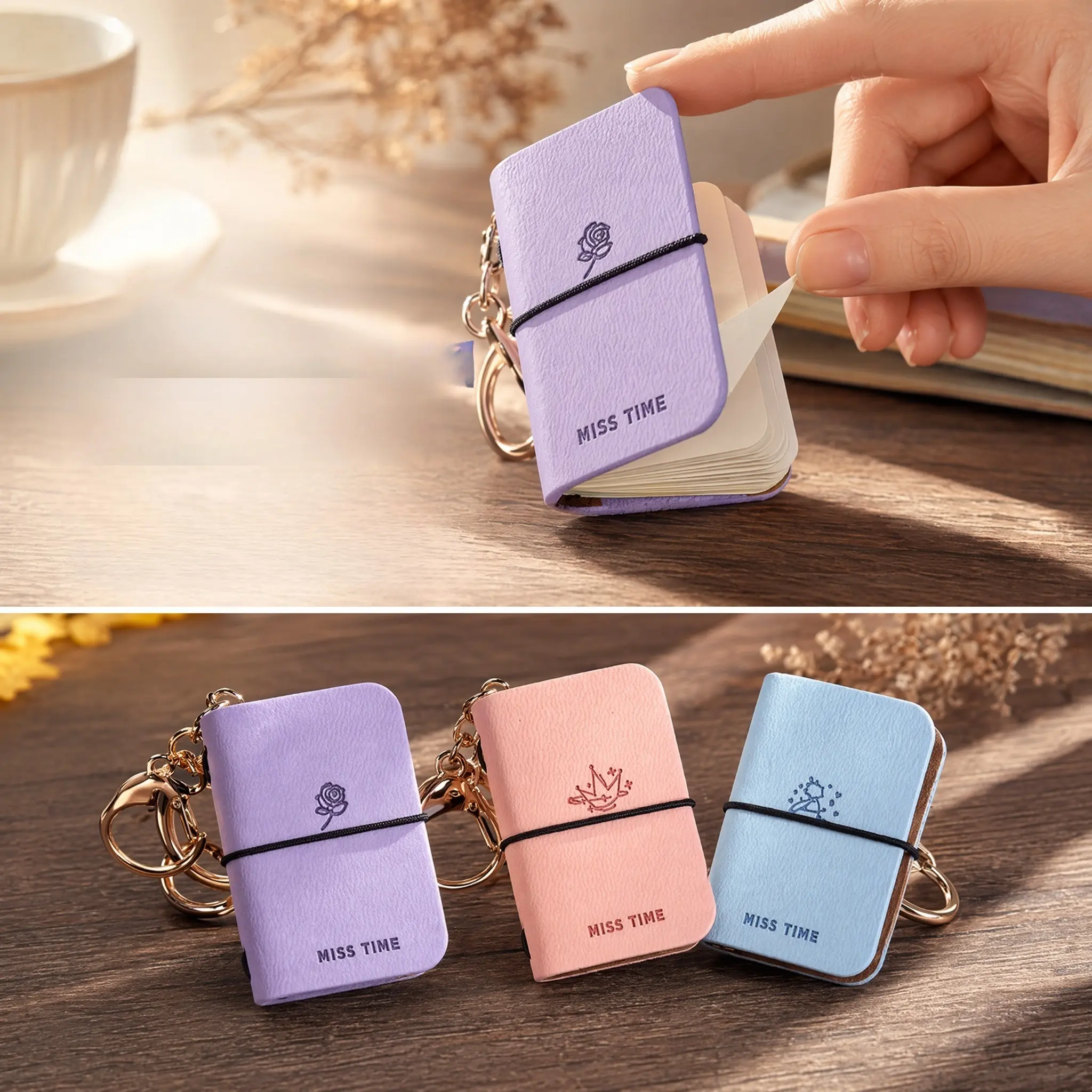 Mini Notebook with Cute Keychain Kawaii, 1 Count Portable Pocket Notepad, Office Stationery and Desk Organizer Accessory - MM2