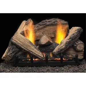 212 MAIN 24 in. Stony Creek 11-Piece Hand-Painted Refractory Cement Log Set - Vent-Free for Natural Blaze VF Burner, Natural Look Wood Fire Experience