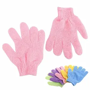 Mandelah Exfoliating Gloves - Gentle Double-Sided Scrubber for Whole Body Accessories & Smooth Skin - Machine Washable & Soft Material - Pink Color - 1 Pair
