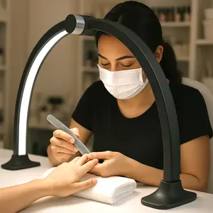 Neatfi Half Moon Nail Desk Lamp – 3360 Lumens Beauty Light for Manicure, Lash & Facial Work (Black)