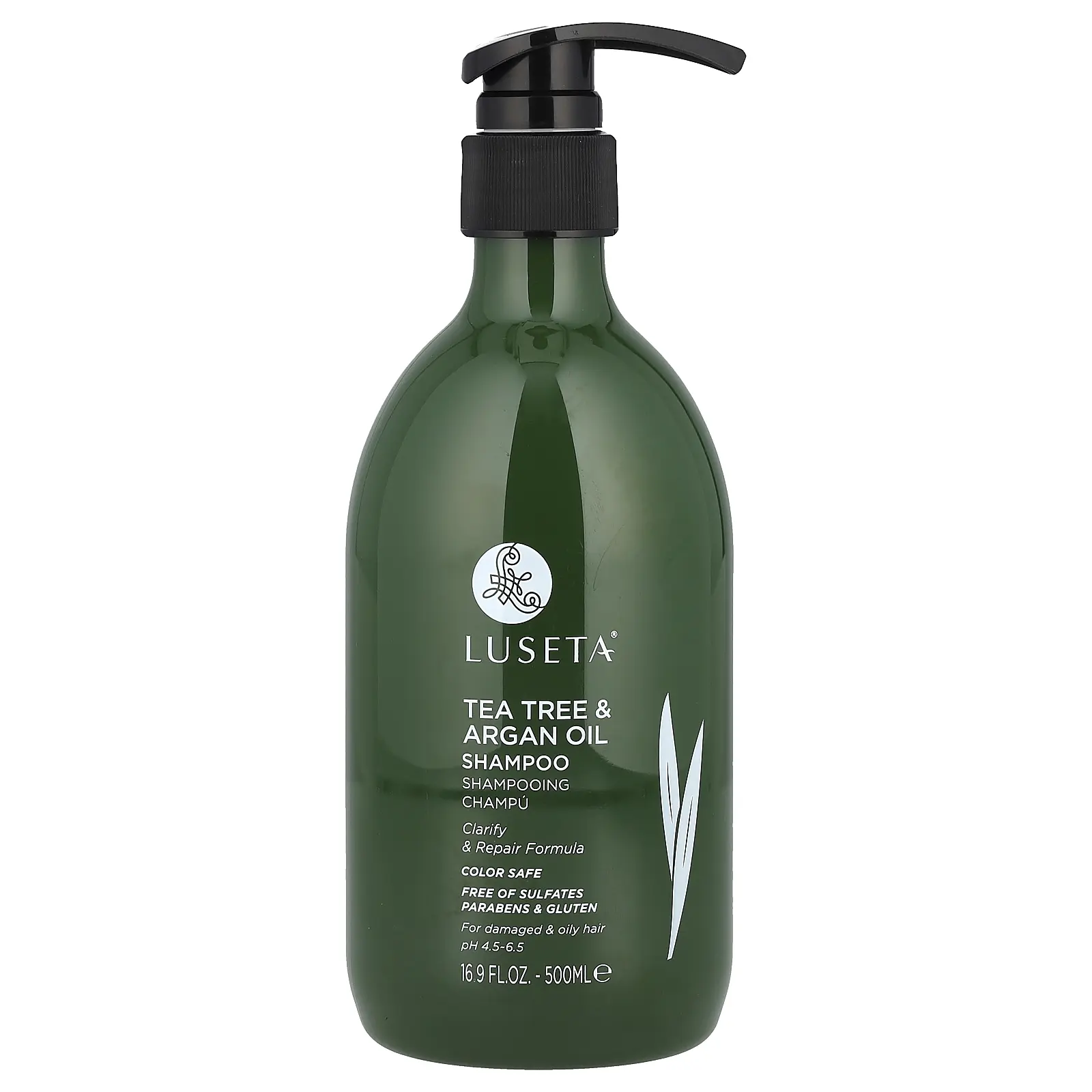 Luseta Beauty Tea Tree & Argan Oil Shampoo, For Damaged & Oily Hair, 16.9 fl oz (500 ml)