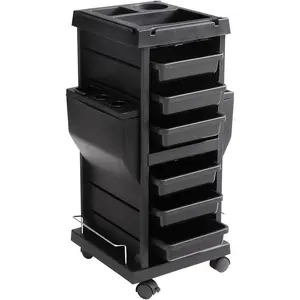 VEVOR Ultimate Trolley Salon Cart with 6 Removable Trays and Appliance Holder, Durable Rolling Cart with Locking Wheels for Spa, Beauty, Tattoo and Hair Salon