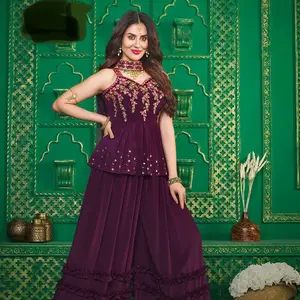 Party Wear Sharara & Gharara Chiffon Dress Fabric Formal