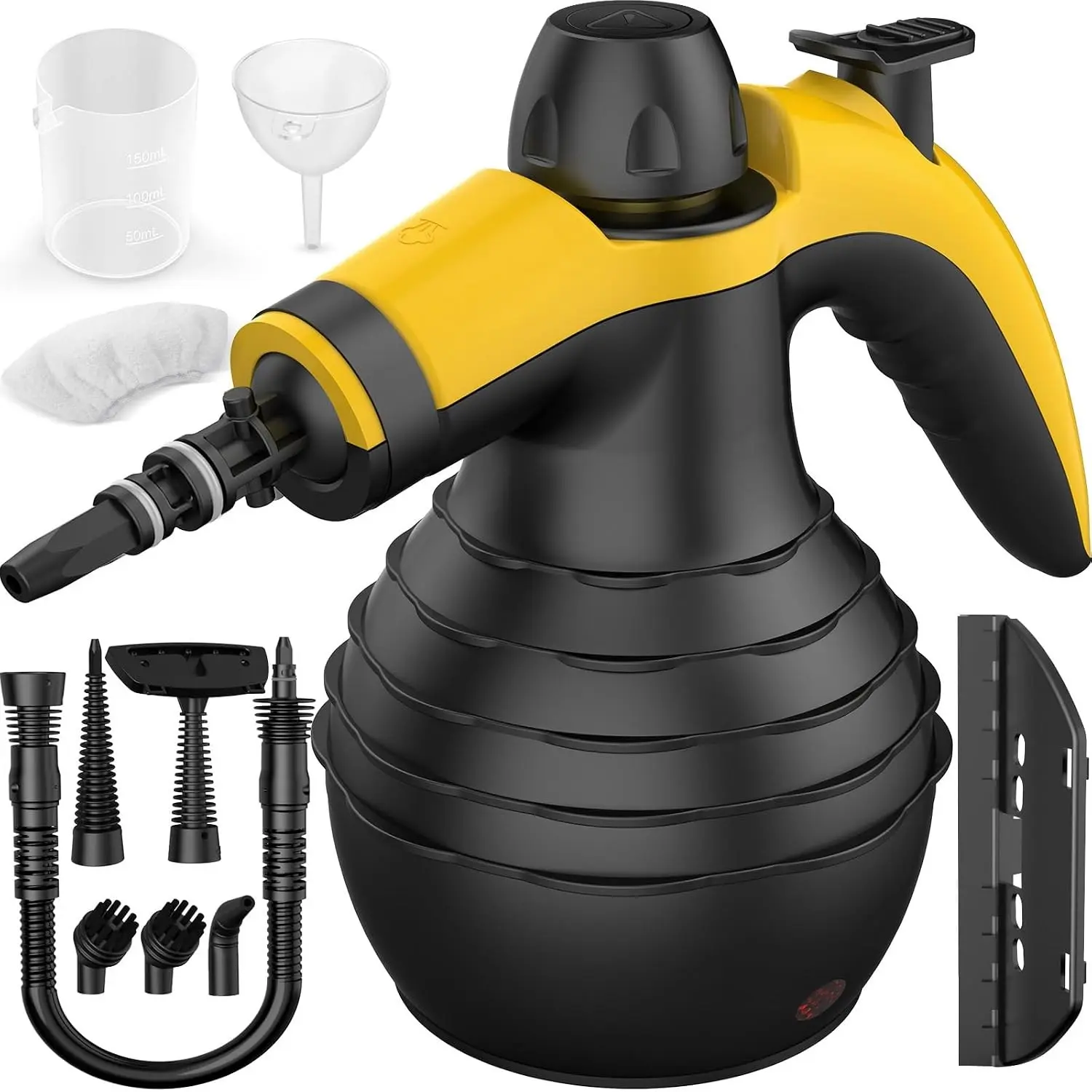 Pressurized Handheld Steam Cleaner with 10pcs Accessories & Safety Lock Multi-Purpose Powerful Home Use Steamer for Cleaning Car Bathroom Shower Upholstery Grout Window (Black)