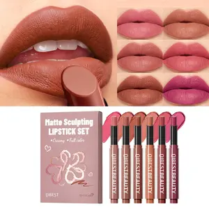 6Pcs Matte Lipstick Set - Creamy Velvet Long-Lasting Pigment