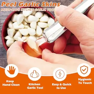 3PCS Stainless Steel Garlic Peeler - Garlic Peeler Clips Skin Remover - Easily Remove The Garlic Skin - Avoid Garlic Smell On Your Hands