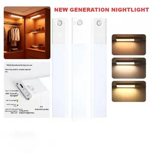 Wireless Magnetic Motion Sensor LED Light Bar - USB Rechargeable, 3-Color Dimmable Stick-On Lamp for Closet, Kitchen, Modern Illuminated Light-Up Novelty Lighting (1 Pack/3 Pack), Modern Novelty Lighting