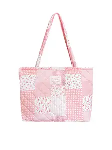 Christmas gift Top Zipper Floral Quilted Bag Small for Women，Floral tote bag, everyday commuting tote bag（Multiple colors available） Fashionable Tote Bag