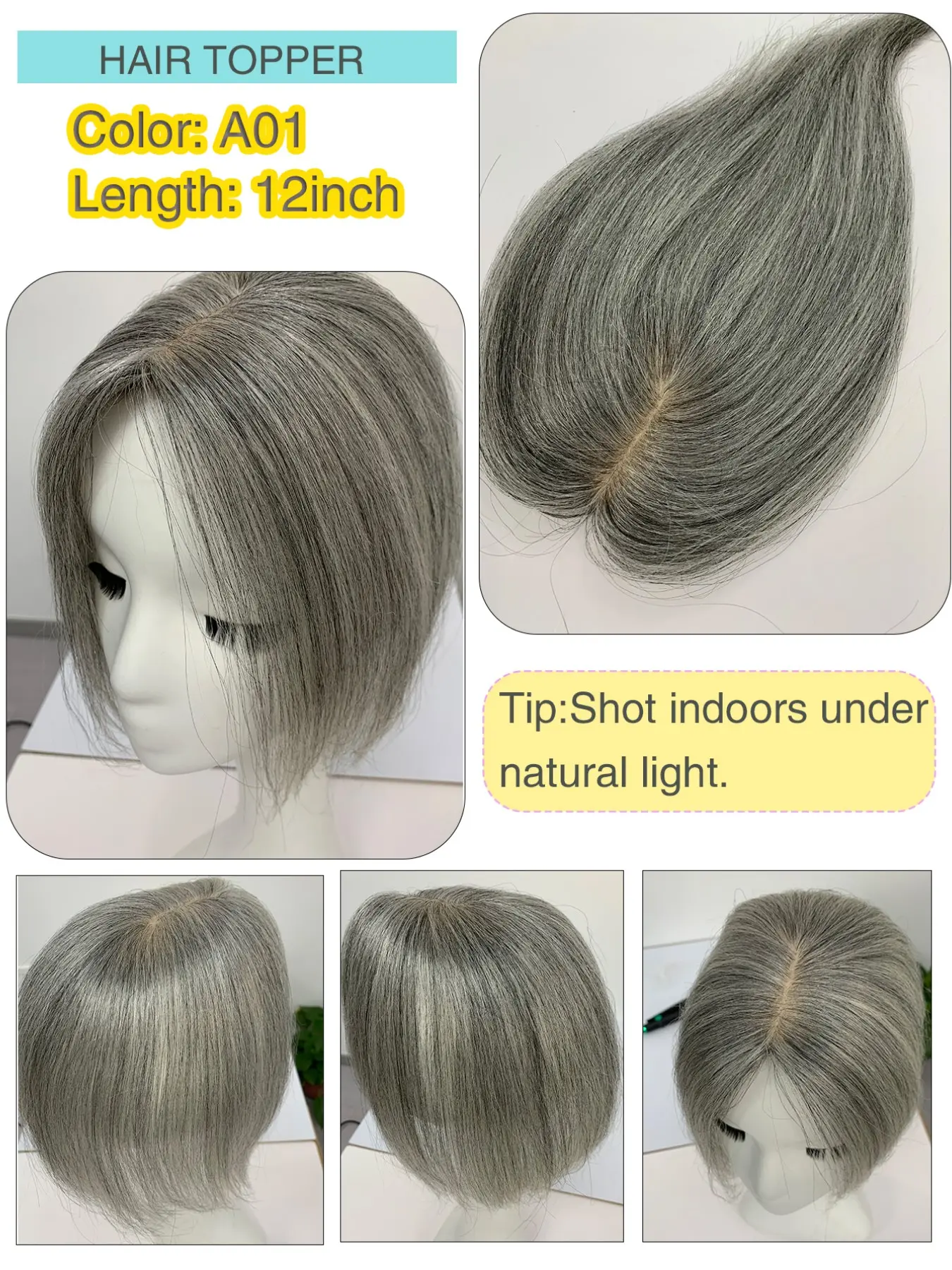 Hair Topper No Bangs Hair Extensions Mixture Hair, Straight Hair Topper Clip-in Hair Extensions, 8-14 Inch Straight Hair, Increases Hair Volume, Invisible Breathable & Natural, Easy to Wear, Perfect for Daily Commute and Parties, Versatile All-match Style