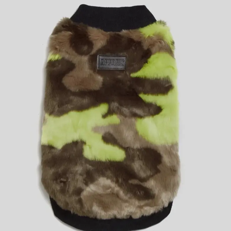 Apparis Jahaira Camo Dog Vest - Ultra-Soft Faux Fur with Velcro Closure, 100% PETA-Approved Vegan & Cruelty-Free