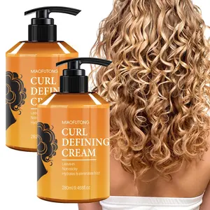 2 bottles of 280ml curly hair styling cream, long-lasting non frizz curly hair, Moroccan nut oil curly hair cream, long-lasting moisturizing, making hair naturally fluffy, defining styling, moisturizing, suitable for waves and curls, Haircare