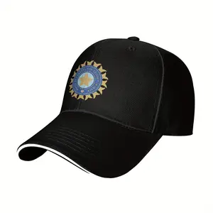 1pc Indian National Cricket Team Sandwich Baseball Cap, Adjustable Polyester Cap for Men and Women, Hand Washable, One Size Fits All, Lightweight, Snap Closure, Urban Theme, Perfect for Outdoor Sports, Travel, and St. Patrick'S Day Gif