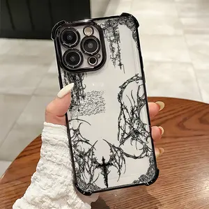 Fashion Art Y2k Retro Gothic Style Protective Phone Case Protector Shockproof Cover Suitable for iPhone 17 16e 16 15 14 13 12 11 Mini Pro Max Air X XR XSMAX 8 7 Plus Anti Fall Transparent Soft Back Cover