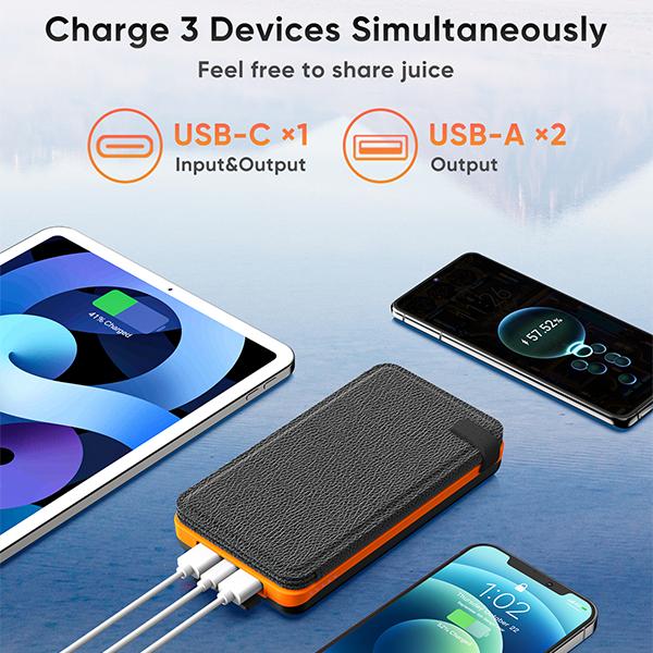 Solar Charger 25000mAh, Hiluckey Outdoor USB C Portable Power Bank with 4 Solar Panels, 3A Fast Charge External Battery Pack with 3 USB Outputs Compatible with Smartphones, Tablets, etc.