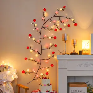 96-LED Flexible Pink Cherry Blossom Vine String Lights 70.87-inch Braided Branch Decorative Light Strip 8 Modes – Perfect for Home Ambiance, Parties, and Holidays Ideal Gift for Birthday, Christmas, and Thanksgiving Decorations