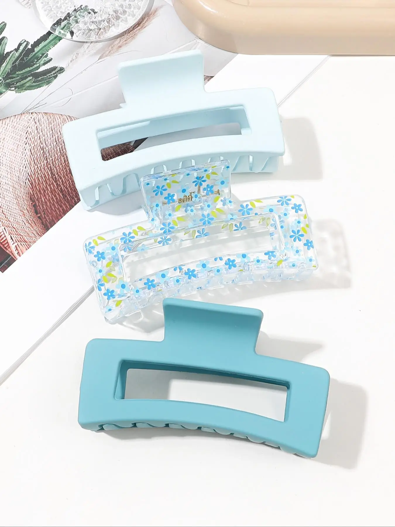 Fashionable Hollow Out Design Matte Plain & Heart Pattern Design Hair Claw Clip, Cute Casual Hair Accessories for Women for Daily Used