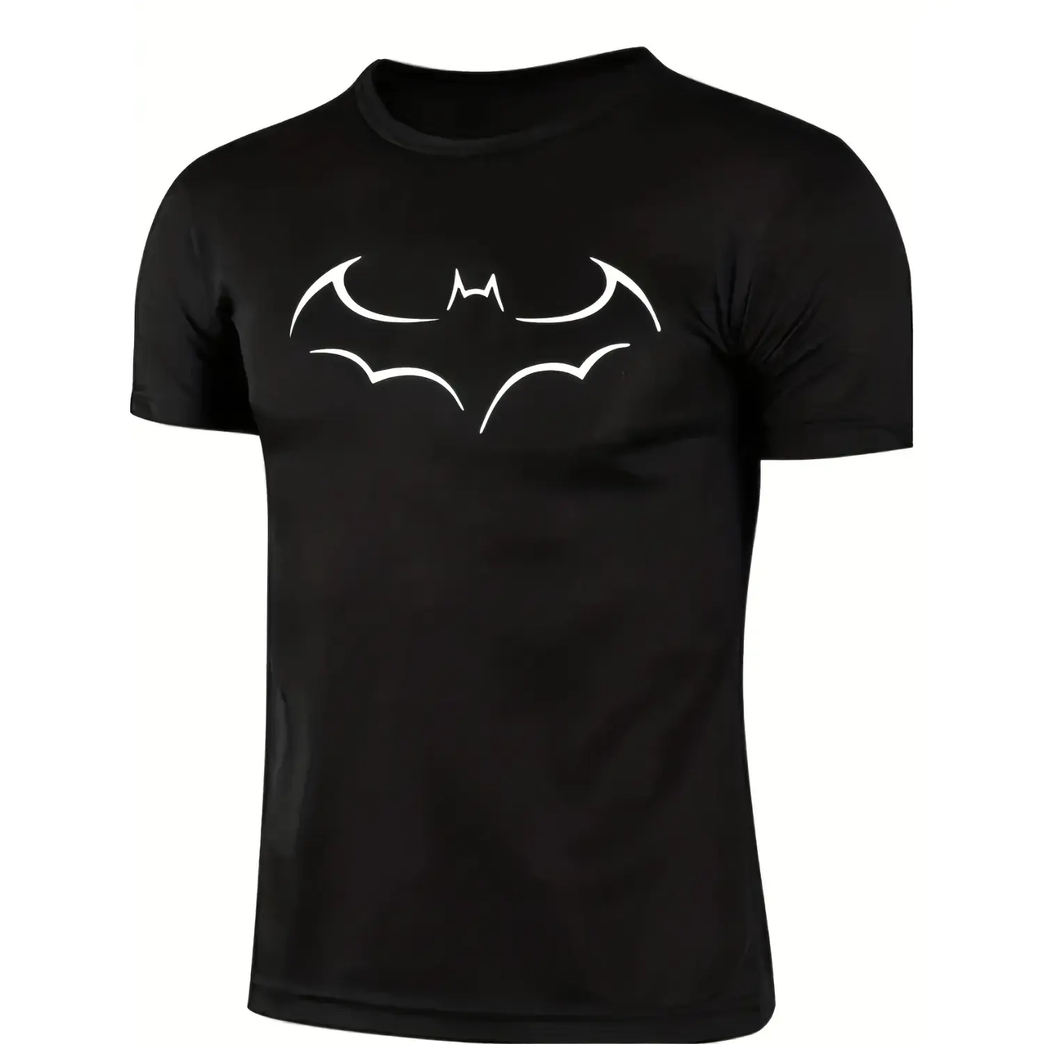 Cotton  large size mens loose t shirt fashion bat print mens short sleeve t shirt summer new mens casual t shirt black