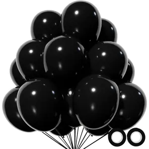 110pcs Black Balloon 12 inch, Black Latex Balloons  Birthday Party Baby Shower Wedding(with 2 Ribbons).