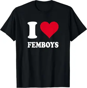 cotton Red Heart I Love Femboys T-Shirt