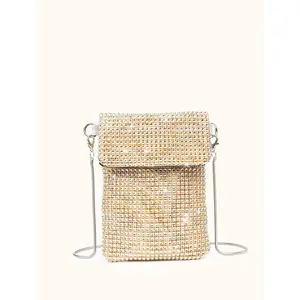 Lightweight, Business Casual Rhinestone Decor Bucket Bag Mini Drawstring Design, Clear Bag Faux Pearl Bag Evening Bag, Dinner Bag Glamorous