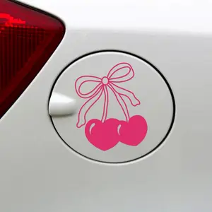 Girly Cherry Bow Decal - Gas Cap Vinyl Decal Car Window Decal Sticker Car Decals Trendy Car Decal Cute Decal Coquette Bow Aesthetic Decal