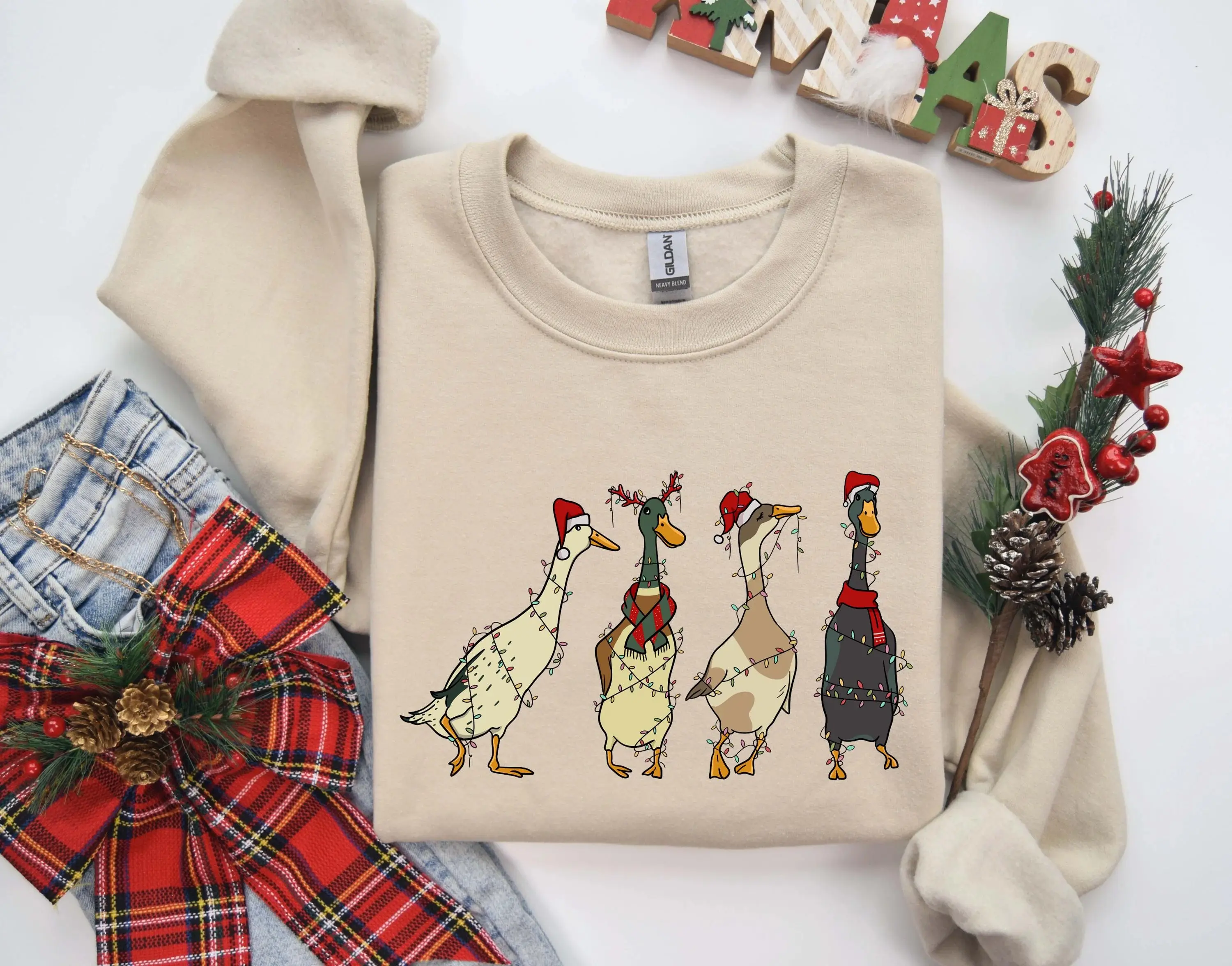 Christmas Ducks Sweatshirt, Cute Duck Christmas Lights Shirt, Funny Animals Holiday Sweatshirt, Farm Life Lover Gift, Festive Duckie Crewneck Sweater, Cozy Winter Holiday Outfit, Cute Duck Lover Apparel, Xmas Gift for Women & Animal Lovers