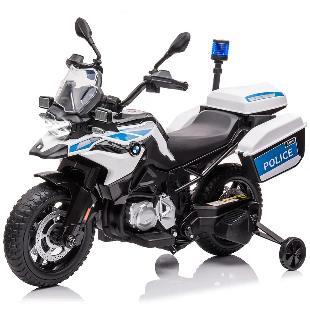 GARVEE Licensed 12V 7AH BMW Toddler Motorcycle Ride-On Toy for 3-4 Years - High/Low Speed, Dual Storage Boxes, Warning Lights, LED Headlights, Spring Suspension, Realistic Look, Children Development, Entertainment Value