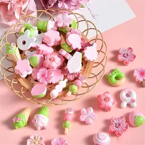 100pcs Slime Charms Resin Fake Candy Lollipop Charms Kawaii Cute Set Mixed Assorted Sweets Flatback Slime Beads Making Supplies for DIY Craft Making and Ornament Scrapbooking