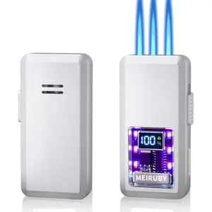 Stocking Stuffers Gifts for Men Adults, Shake Ignition Lighters, Refillable Butane Jet Lighters with RGB Light, Birthday Christmas Gifts for Men Dad Husband (Fuel Not Included)