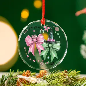 Wicked Movie Pink Goes Good With Green Ornament Broadway Musicals Ornament Wicked Christmas Ornament 2025 Crystal Glass Prism Dazzling Light Reflection