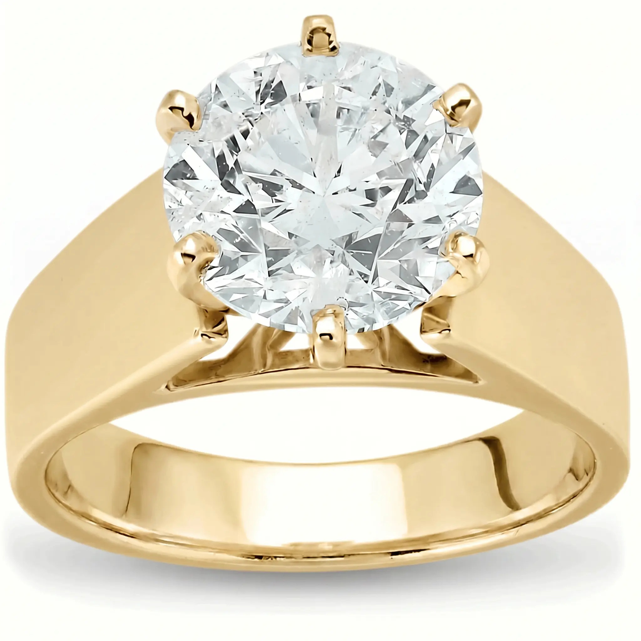 Certified 2Ct Round Diamond Solitaire Engagement Ring 14k Yellow Gold Lab Grown