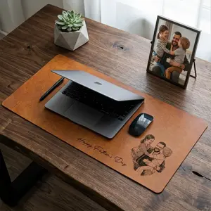 Custom Dad & Kid Photo Sketch Line Art Desk Mat, Personalized Fathers Day Gift For Husband, Custom Picture Mouse Pad Keepsake Office Decor