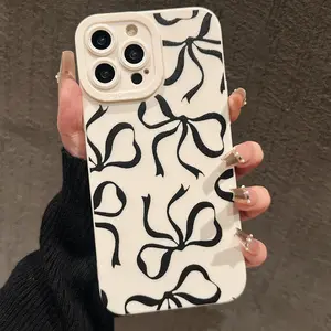 Fashion Bowknot Pattern Phone Case, Soft TPU Cellphone Protective Cases, Total Protective Shockproof Mobile Phone Cover for iPhone 11 12 13 14 15 16 Pro Max/Pro/Plus
