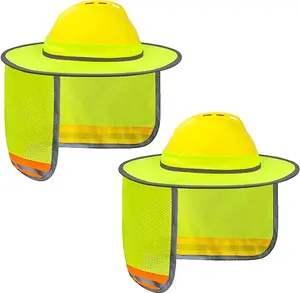 Evridwear Full Brim Hard Hat Sun Shade with Reflective Stripe - High Visibility Neck Protection, no caps, plug-in design Mesh Fabric Work Safety