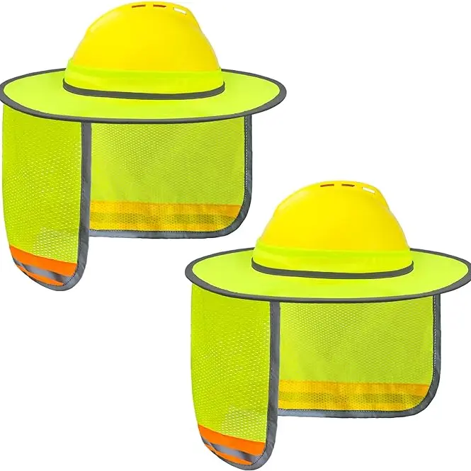 EvridWear Full Brim Hard Hat Sun Visor Cap - Foldable Breathable Mesh Neck Protection, Reflective Stripe, UV Face & Neck Protection, Elastic Edging Men's Work Safety Equipment, Universal Construction Accessories