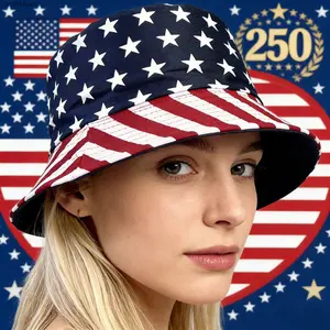 Unisex 250th Anniversary American Patriotic Bucket Hat, Independence Day Theme Holiday Accessory, Ideal Gift for Patriots & History Lovers