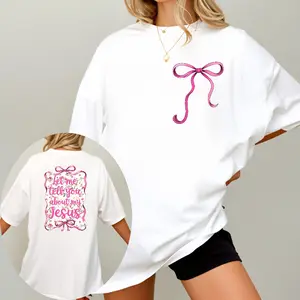 Christian Shirt, Let Me Tell You About My Jesus Shirt, Wall Art Wildflower Shirt, Boho Bible Verse Pink bow Shirt, Bow Cute Gift Girl Shirt