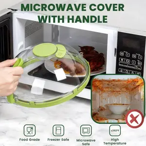 UFORU 10 Inch Clear Microwave Splatter Cover with Built-in Water Steamer Kitchenware