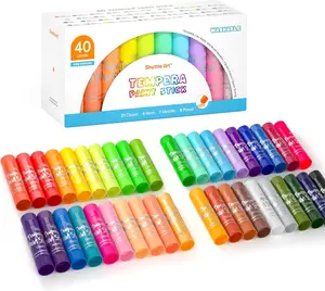Shuttle Art Tempera Paint Sticks, 15/40 Colors Solid Tempera Paint for Beginners, Super Quick Drying, Works Great on Paper Wood Glass Ceramic Canvas