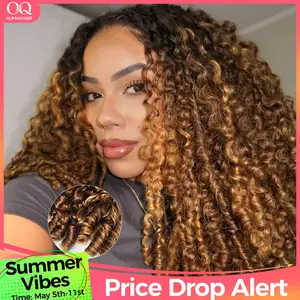 [3 In 1 Half Wig] Burmese Curly Highlight 4/27 Color Wear Go Half Wig With Elastic Drawstring 250% Density Flip Over Wig Human Hair #SummerVibes