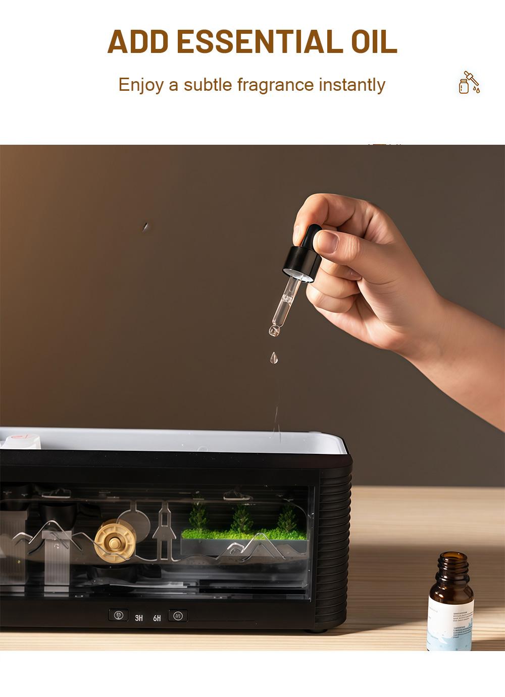 Real Flowing Water Flame Humidifier Water Drop Aroma Diffuser Waterless Auto Off Timer Mist Essential Oil Diffuser For Home Bedroom Office Relaxation Sleep Aromatherapy Fragrance Gift