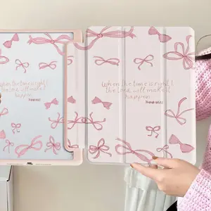 Pink Case for iPad, Suitable for iPad 2021 Protective Cover, Standable Tablet Case for iPad 9th Gen 10.2-inch, Acrylic Case for Air 5 with Pencil Slot, 12.9-inch Apple 2020 Transparent Drop-Proof Case, for iPad 11-inch M3 / iPad 11 A16