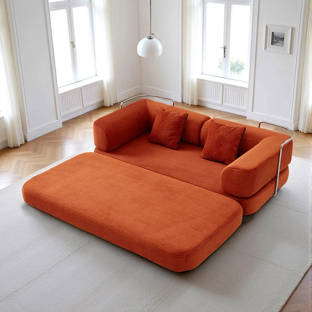 L-Shaped Sectional Modern Boneless Corduroy Couch with Chaise-No Assembly Required! Deep-Seat, Upholstered Modular Cloud Sofa for Living Room, Plush Corduroy Fabric