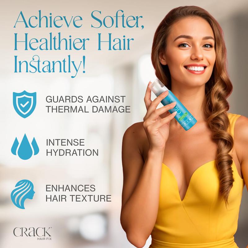 CRACK Crack Hair Fix Moisturizing Mist Spray & Styling Treatment for Dry Frizzy Thermal-Damaged Hair 6 oz & .75 oz Anti-Frizz Repair Ultra Lightweight