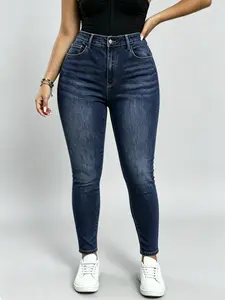 Elegant High Waist Long Skinny Denim Jeans for Women, Women‘s wear, Versatile Four Seasons Wear, Slimming Fit, Stylish Chic Casual Pants, Trouser, Basic, Denim Skinnies, Wash Jeans WH54 BBL