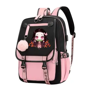 Cartoon Heat Transfer Large-Capacity USB Backpack, Backpacks for School for Students