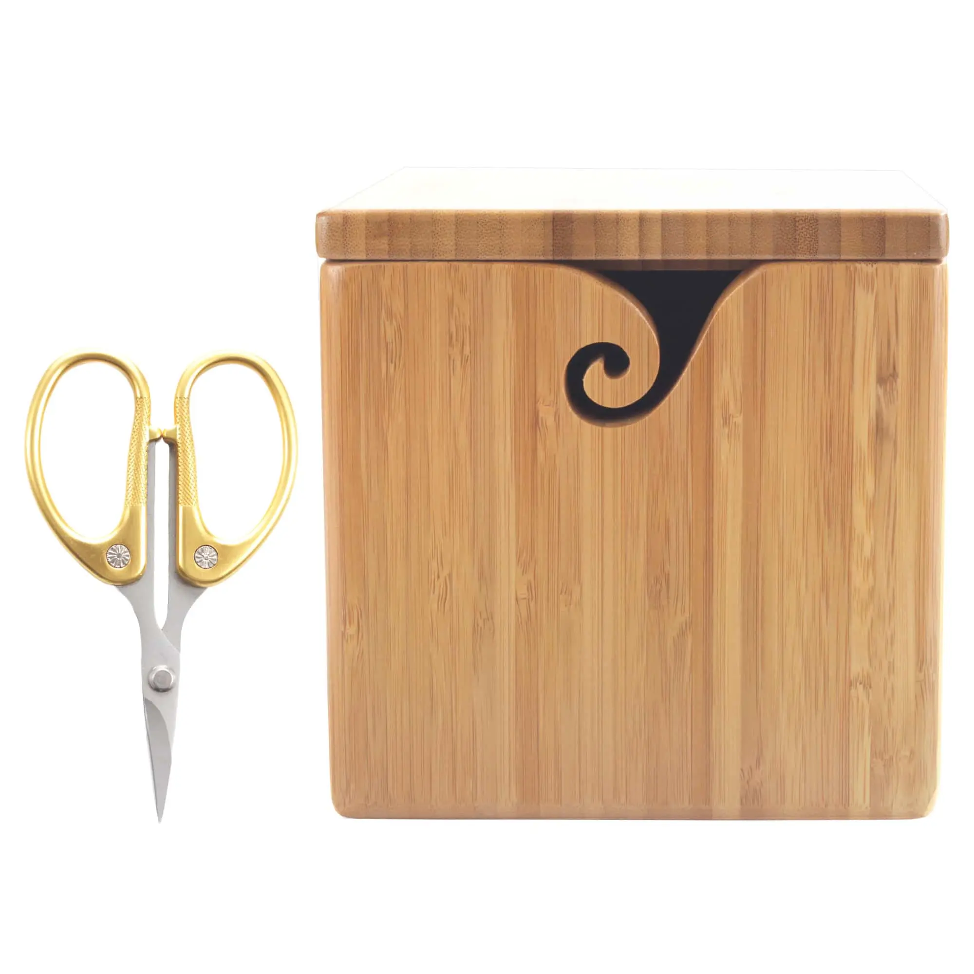 Bamboo Yarn Box & Embroidery Scissor Combo