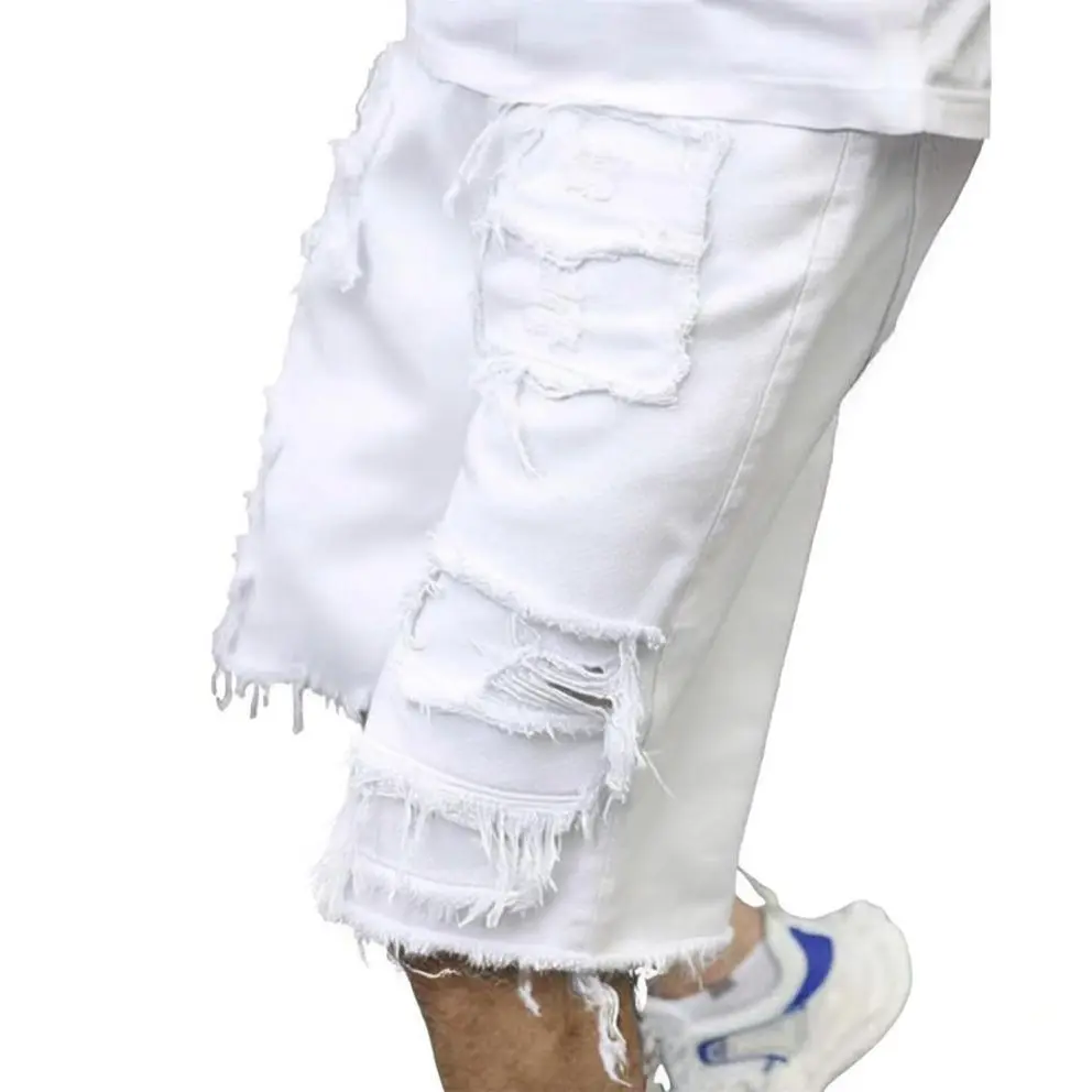 Raw Hem Denim Shorts with Rips &ndash; Edgy Urban Casual Warm-Weather Essential